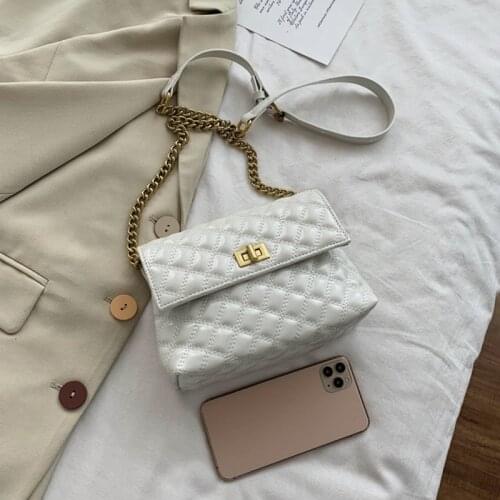 Women fashion 2020 new shoulder bag fashion all-match chain messenger bag Solid color soft leather women shoulder messenger bag