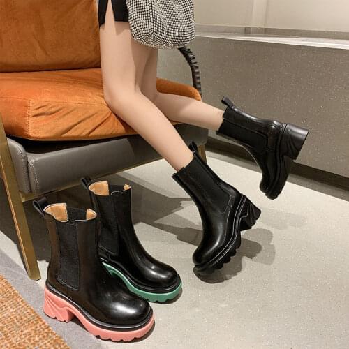 2021 Chunky Boots Woman Shoes Winter Luxury Brand Designer Chelsea Heel Female Platform Boots Lasdies Fashion