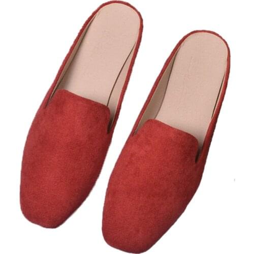 Womens Summer Mules Shoes Fashion Solid Outside Flat Slippers Women Slides Casual Flip-Flops Flat Lazy Sandals Increase 33-43