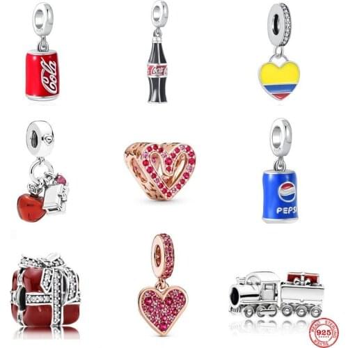 Hot New Europe Cola Love Bead Pendant Dangle Charm Fit Pandora Original Sterling Silver 925 Bracelet For Girl Boy Jewelry Gift