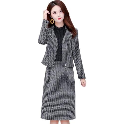 Business Wear Suits Spring Autumn Slim Jacket + Dress Two-Piece Sets Popular Women