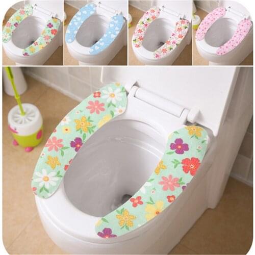 1 Pair Sticky Toilet Mat Bathroom Warmer Toilet Seat Closestool Washable Soft Seat Cover Pad Cushion Bathroom Tools HOT