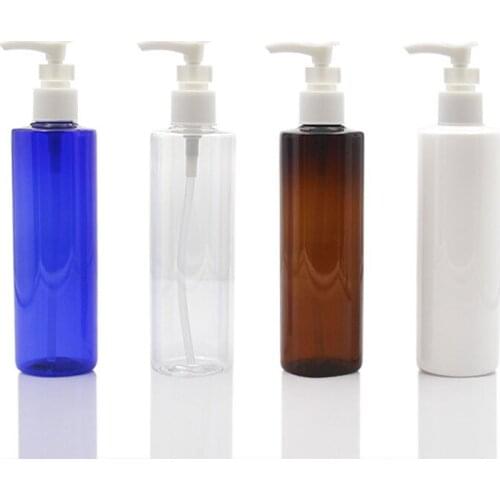 1pc 250ml Cream Bottle With White Pump Shampoo Lotion Dispenser Pump Refillable Bottle Press Bottle Pet Plastic Sub-bottle New