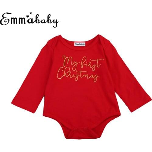 2017 Infant Newborn Baby Boy Girl Christmas Letters Bodysuit Cotton Playsuit Bodysuits Xmas Clothing