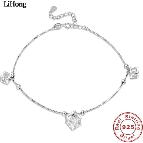 2018 New 925 Sterling Silver Anklet Cubic Zirconia Crystal Anklet Woman Jewelry