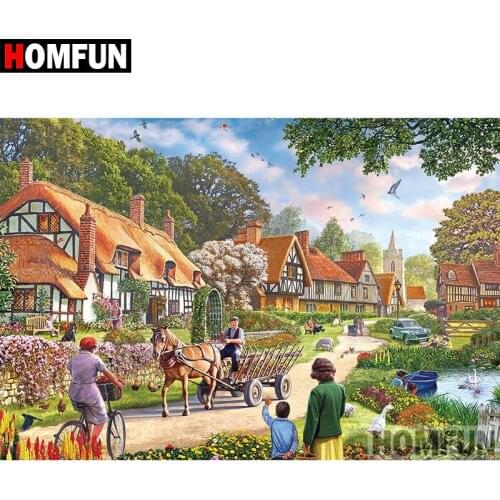 HOMFUN 5D DIY Diamond Painting Full Square/Round Drill "Town scenery" Embroidery Cross Stitch gift Home Decor Gift A08306