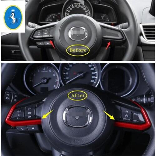 Yimaautotrims Auto Accessory Steering Wheel Frame Cover Trim 2 Pcs / 3 Colors For Choice Fit For Mazda 3 Axela 2017 2018 / ABS