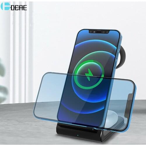 15W Wireless Charger Stand For IPhone 12 11 XS XR X 8 Apple Watch 3 In 1 Qi Fast Charging Dock Station for Airpods Pro iWatch 6