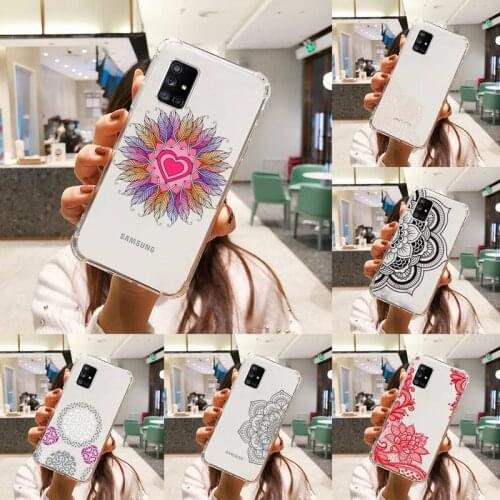 Mandala Lace Flower Phone Case Transparent For Samsung S A M J 21 20 50 30 60 5 7 51 71 90 11 10 J710 e p PLUS Prime 5G