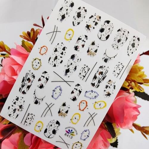 Black Brown Stripe Ring Pattern Stickers for Nails Design Self Adhesive 3D Sliders Nail Art Decoraciones Manicure Foil Tips