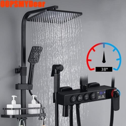 Digital Shower Set Bathroom Smart Thermostatic Shower System Wall Mount Constant Temperature Mixer Bath Faucet Hot Cold Torneira