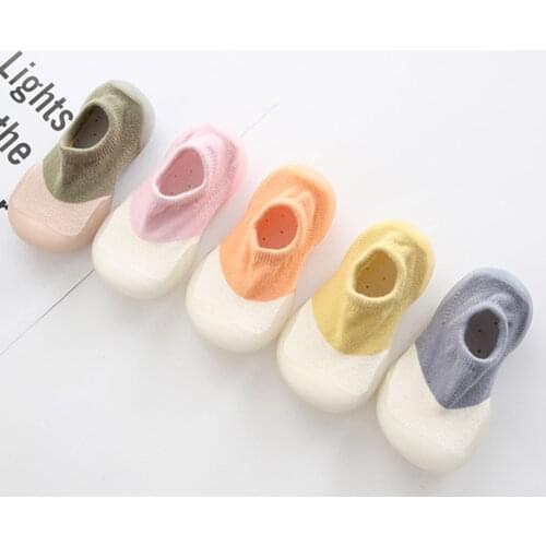 1 Pair Unisex Baby Shoes Two-Color Stitching Breathable Cotton Soft Sole Toddler Shoes for Home Size S/M/L/XL/XXL