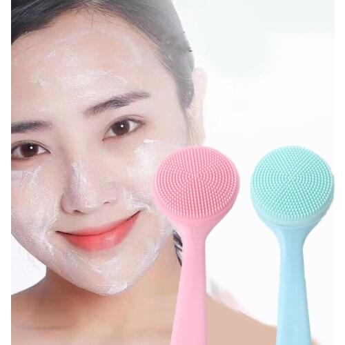 Double Sided Silicone Facial Cleanser Brush Soft Hair Face Massage Wash Brush Blackhead Remover Portable Skin Care Tool