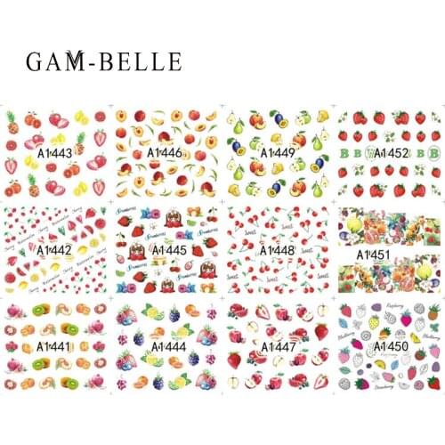 GAM-BELLE Fruit Christmas Nail Stickers Water Decals Kiwi Banana Strawberry Designs Nail Wraps Transfer Decoration Manicure Tool