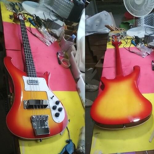 Dot inlays Rickenback 4001 fireglo electric bass cherry red 4 strings Ricken bass 2 input jacks stereo Free Shipping Ric Bass