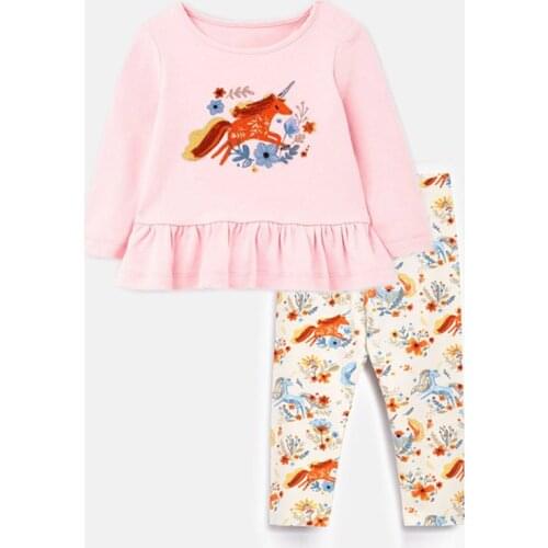 Brand Quality Cotton Tee Leggings Pants Tracksuit Children Suit Infant Kids Girls Pyjamas Clothing Set Baby Girl Clothes Outwear