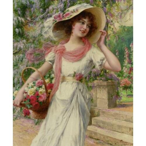 Free shipping flower girl canvas prints oil painting classical beautiful women printed on canvas home wal art decoration picture