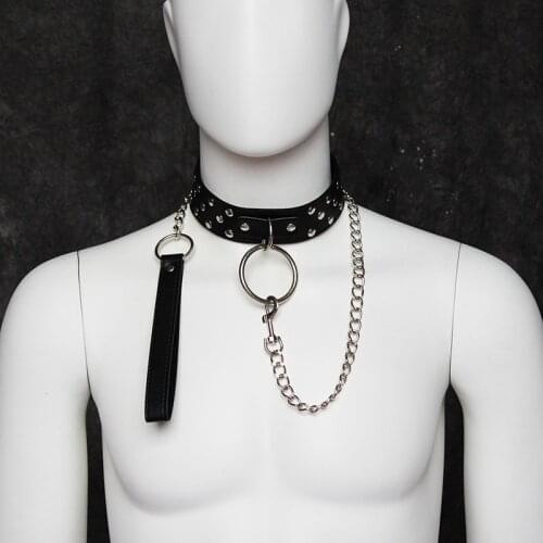 Rivet Leather Harness Sex Slave Bondage Collar And Leash Neck Dog Collar Fetsih Erotic BDSM Couples Adult Games Toys Woman Men