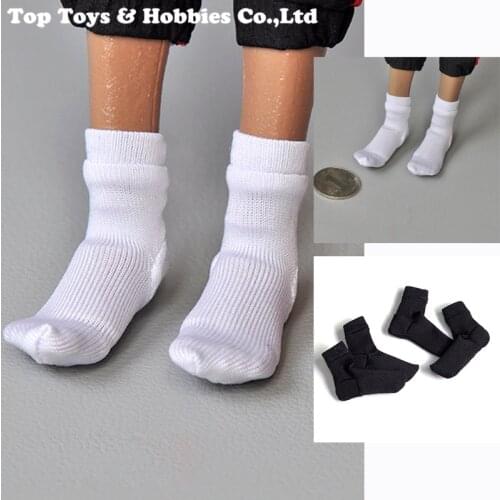 In stock 1/6 Male White/black Sports Socks Model For 12'' PH TB Strong Muscle Body Figure