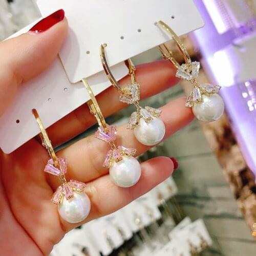 Fashion Simple Square Crystal Stud Earrings Fashion Womens Pearl Set Zircon Earrings Charm Womens Engagement Jewelry Gifts