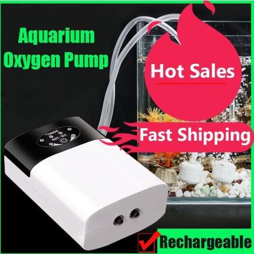 Power Air Pump Mini Aquarium Double Gas Stone USB Rechargeable Oxygen Compressor Fish Tank Outdor Fishing Super Mute Air Booster
