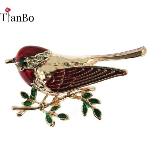 Rhinestone Enamel Oriole Bird Brooches Men Womens Alloy Bird Branch Brooch Pins Suits Dress Banquet Brooch High Quality Gift
