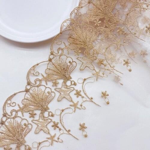 New gold embroidery lace shell heart American net handmade diy net yarn gold thread Lolita Accessories