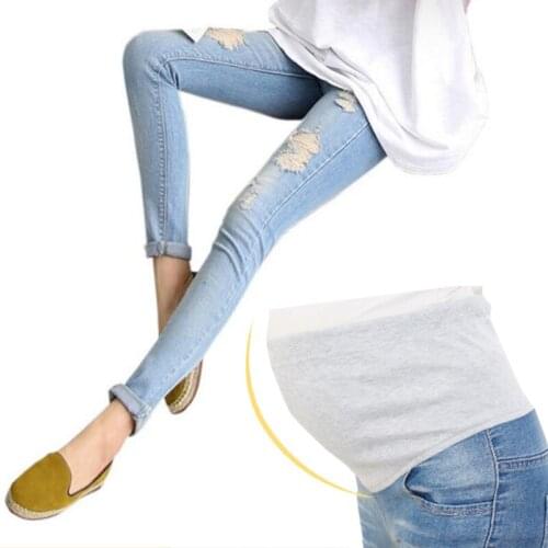 Nine-hole Elastic Maternity Pants Pregnancy denim jeans clothes for pregnant women belly pants trousers 2017 New Maternity Jeans