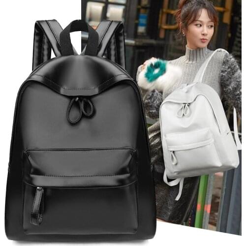 2020 Solid Color Pu Leather Back Pack Quality High Capacity Backpacks For Women Teens Girls School Bags Back To School Backpack