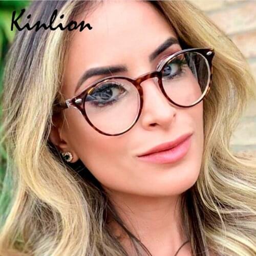 Kinlion Retro Round Glasses Frame Women Vintage Glasses for Men Black Leopard Eyeglasses Frame Optical Uv Protect Gafas 2020