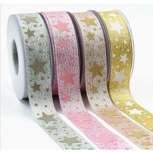 1 '25mm pentacle gold 10y 20y DIY handmade material gift packaging Christmas New Year packaging organza