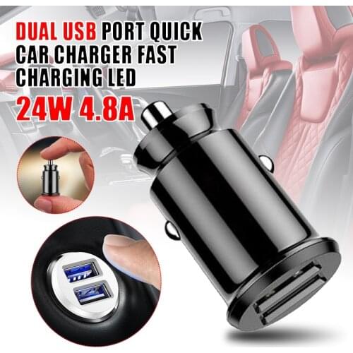 Pcmos Quick Car Charger Fast Charging LED 24W 4.8A Dual USB Port for Sumsung iPhone Mobile Phone Adapters Accessories Universal