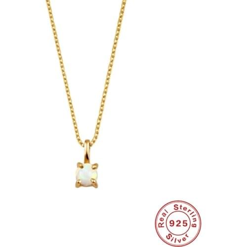 AIDE Korean INS Opal Pendant Necklaces For Women Anniversary Valentine Party Chain Necklace Silver 925 Jewelry bijoux femme