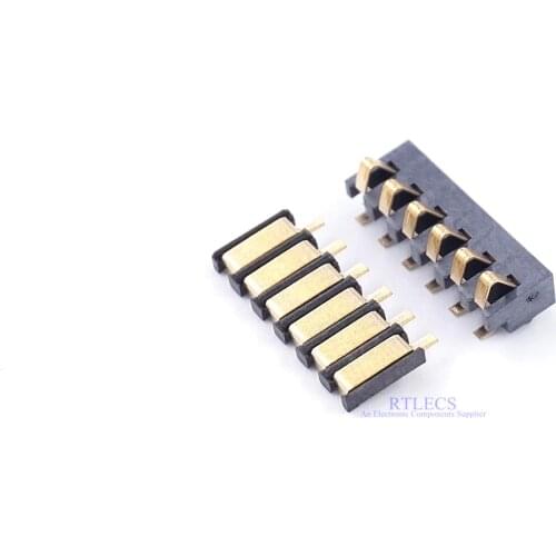 Spring Compression Contact 2.5 MM Pitch 6 Pin Female Male Connector Surface Mount Battery Reflow Solder PCB