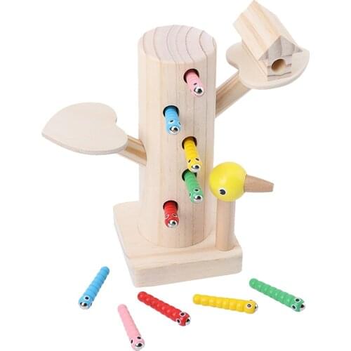Toys Educational Development Wooden Bird Catch Insect Game