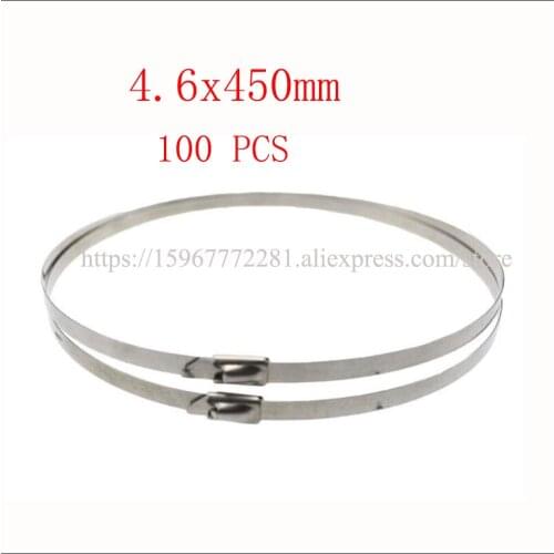 100PCS cable tie 304 self-locking stainless steel tie tape 4.6*450mm cable metal insert tie tape plastic Marine transport
