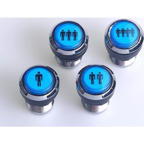 Free shipping LED CHROME Silver Plated illuminated 1P 2P 3P 4P Arcade Push Button With Microswitch For DIY Arcade Game Parts DIY