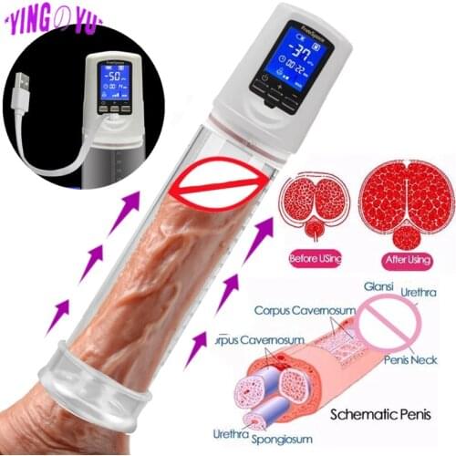 Adult Sex Toys for Men Reusable Penis Vacuum Pump Sleeve Male Masturbator Dick Extension Enlargement Time Delay Cock Rings Cover