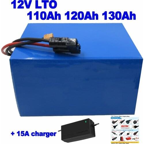 Factory Direct Supply LTO 12V 110ah 120ah 130ah Lithium titanate battery pack for hybrid car PV RV EV Bass boat AGV +15A charger