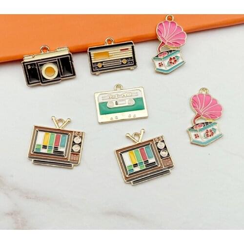 10pcs DIY phonograph camera tape radio gramophone TV charms pendant for bracelet/earring/necklace metal handmade jewelry making