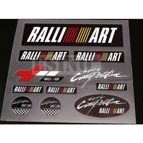 10 x New Style Car Styling Window Rearview Mirror Door Handle Stickers Decoration Decal Set for Mitsubishi Ralliart Ralli Art