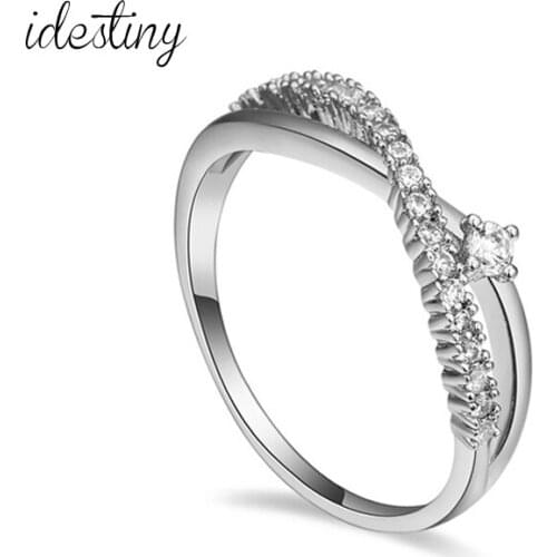 11.11 Sale New Fashion Wave Band Design Tiny CZ Pave Anelli Donna Bijoux Engagement Finger Rings for Women Wedding Jewlery Gift