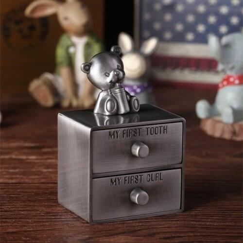 2 Tier Metal Drawer Box for Baby Teeth and Lanugo Baby Primary Tooth Box Lanugo Hair Collection Baby Souvenirs Newborn Gifts