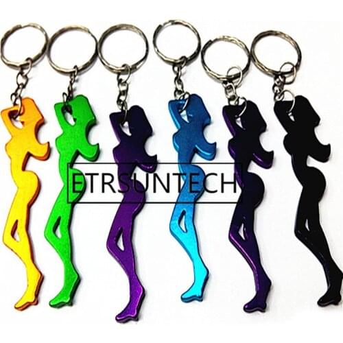 200pcs Multi Function Sexy Girl Shaped 2 in 1 Aluminum Alloy Beer Bottle Opener Key Chain Ornaments