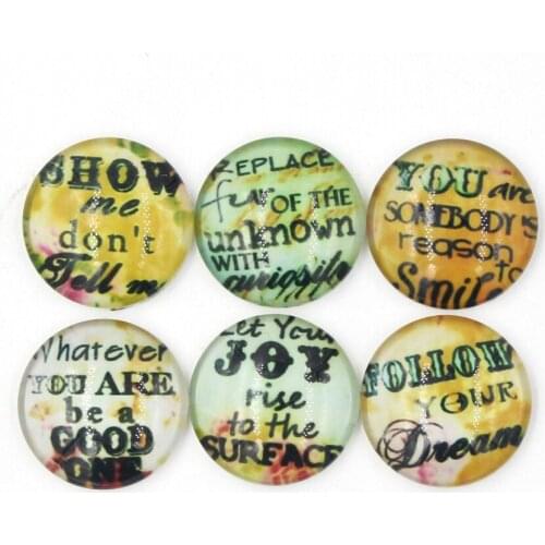 24pcs DIY Snap Jewelry 18mm Cabochon JOY Printed Glass Letter Message Buttons for Interchangeable Snap Earrings Bracelet Jewelry