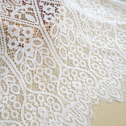 3 Yards / Lot Soft French Eyelash Floral Lace Fabric Gorgeous Black DIY Chantilly Lace For Clothes Wedding Dress Bridal Gown