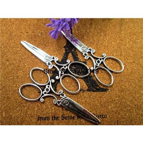 5pcs Scissors Antique silver Scissors Charms pendants,ScissorsConnector 25x60mm
