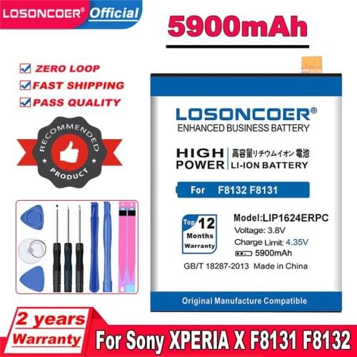 LOSONCOER 4350mAh LIP1624ERPC Smart Phone Batteries For Sony Xperia X Performance XP F8131 F8132 Battery+Quick Arrive