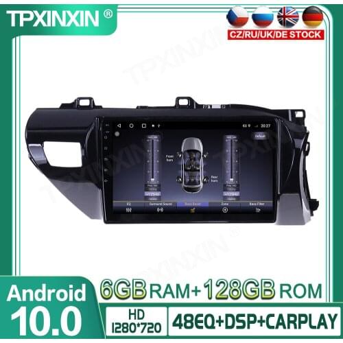 6+128G Android 10 For Toyota Hilux RHD 2015-2020 Car Multimedia Player GPS Navigation Headunit Radio Audio Stereo Tape Recorder