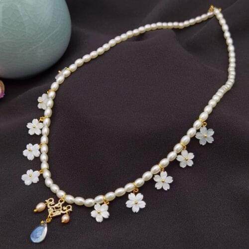 XinHuaEase Antique Necklace Women Hanfu Accessories Forehead Ornament Fairy Clavicle Chain Hair Ornament Eyebrow Pendant Flower